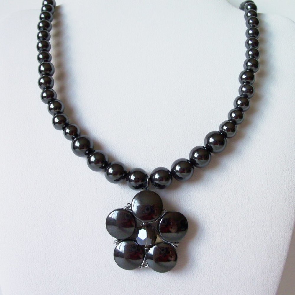 Natural Hematite necklace (#873)